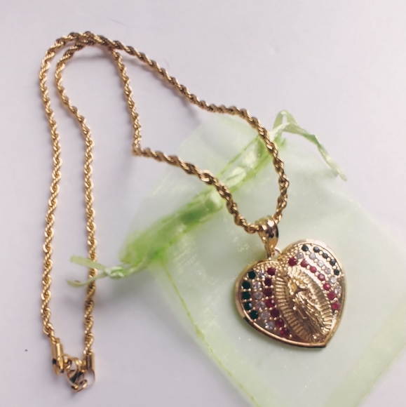 ellu Jewelry - Gold Stainless Steel Virgin Heart Pendant …